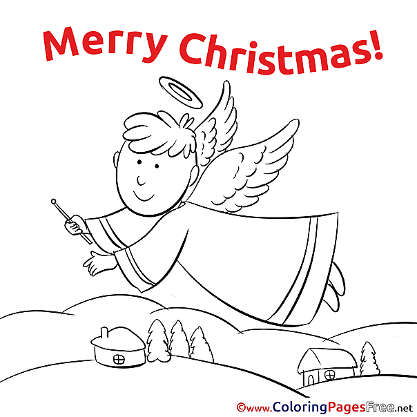 Boy Angel Colouring Page Christmas free