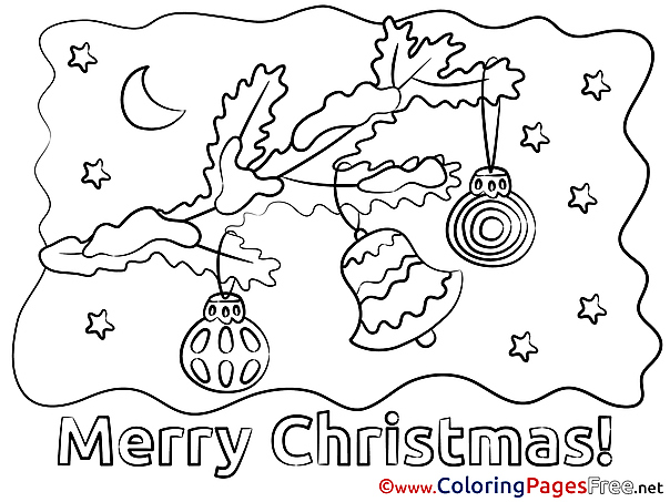Branch Bell Colouring Page Christmas free