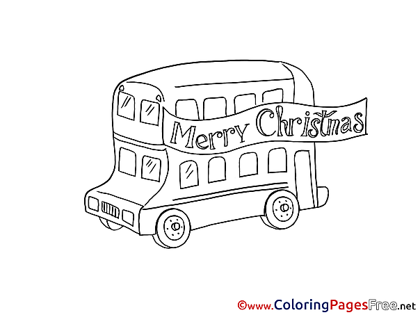 Bus Christmas Coloring Pages free