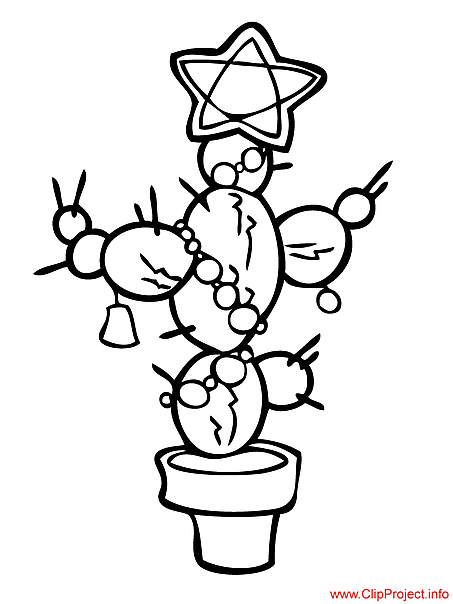 Cactus coloring page for Christmas