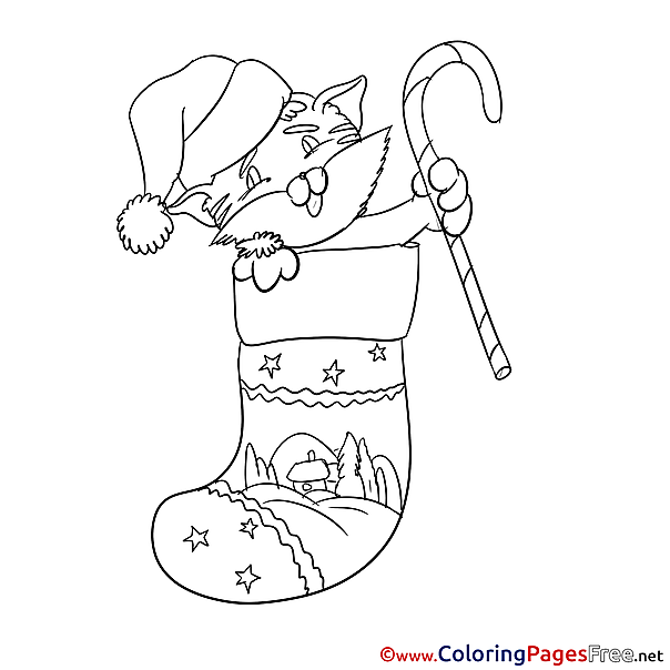 Cat Christmas free Coloring Pages