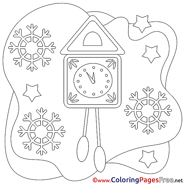 Clock Colouring Page Christmas free