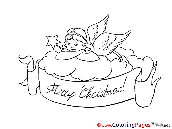 Cloud Angel for Kids Christmas Colouring Page