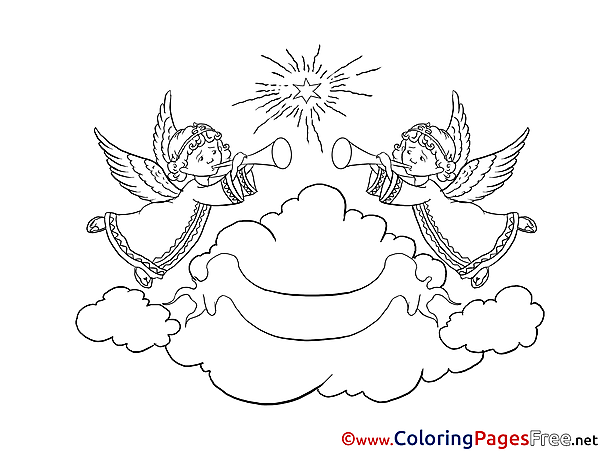 Cloud Angels printable Coloring Pages Christmas