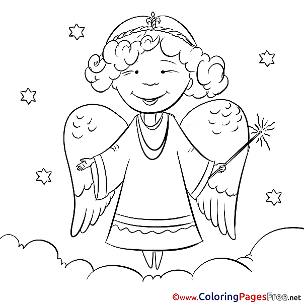Clouds Angel Christmas Coloring Pages free