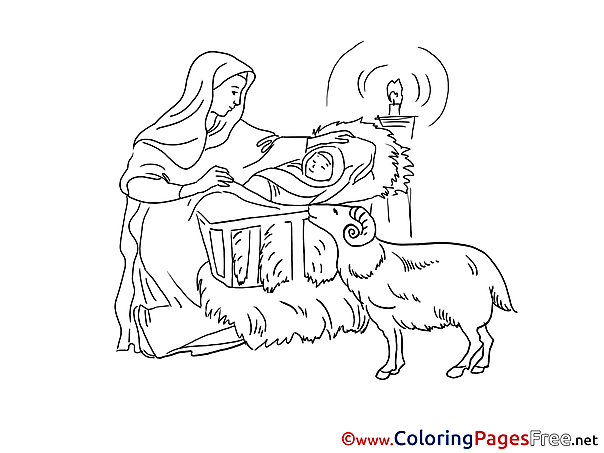 Creche Christmas Coloring Pages free