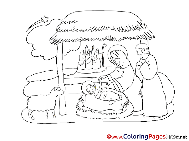 Creche Kids Christmas Coloring Pages