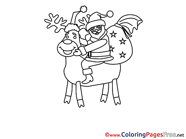 Deer Christmas Coloring Pages free