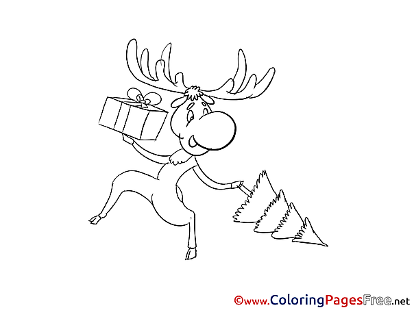 Deer free Colouring Page Christmas