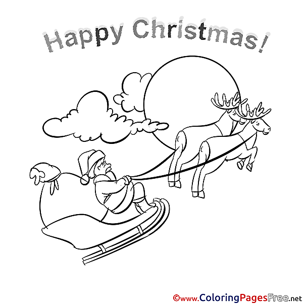 Deers Kids Christmas Coloring Pages