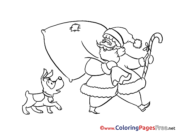 Dog Colouring Page Christmas free