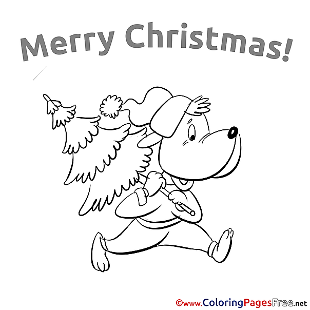 Dog free Christmas Coloring Sheets