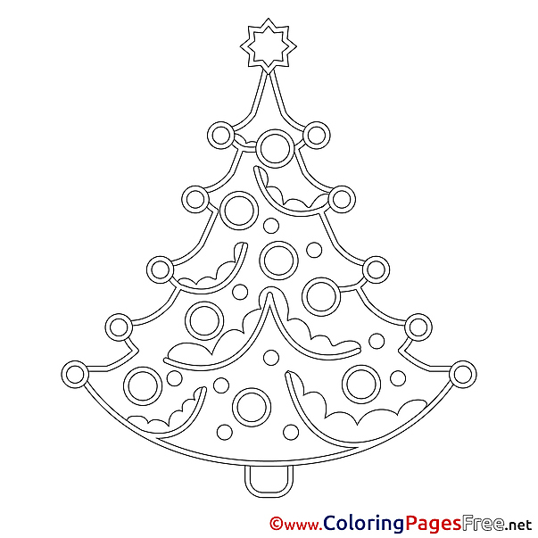 Drawing Tree free Colouring Page Christmas