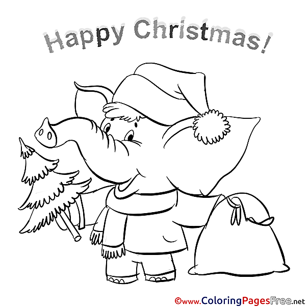 Elephant Coloring Pages Christmas