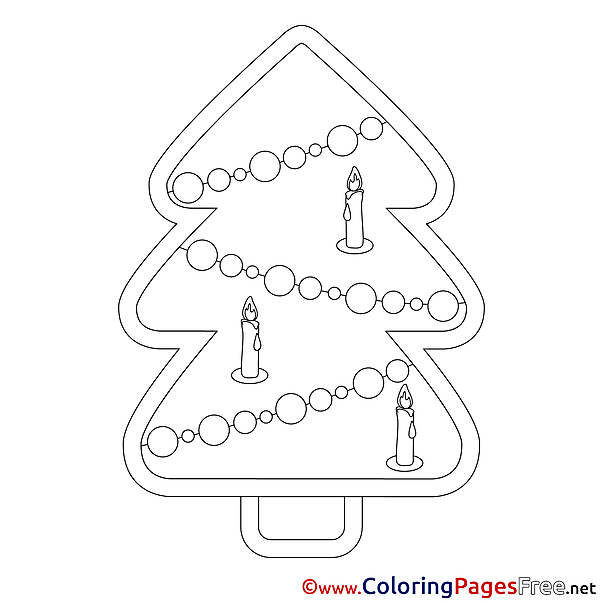 Flame Candles Tree download Christmas Coloring Pages