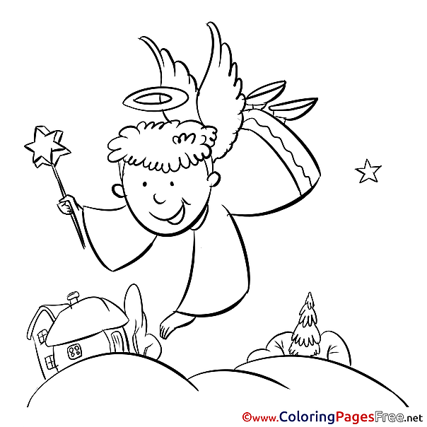 Fly Angel Colouring Sheet download Christmas