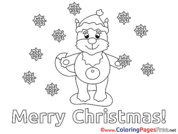 Fox Christmas Coloring Pages free