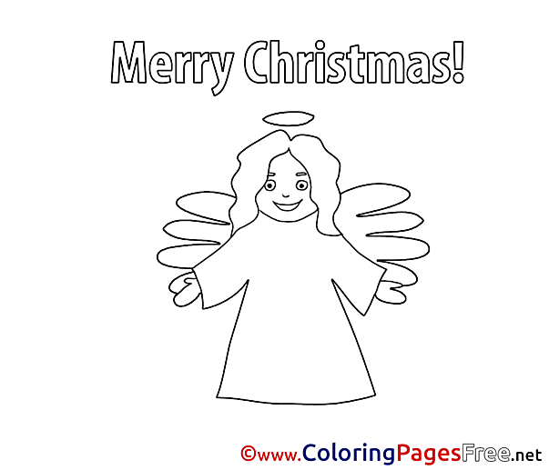 Girl Angel Kids Christmas Coloring Page