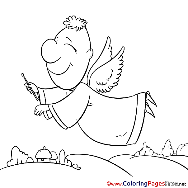 Happiness Angel printable Christmas Coloring Sheets