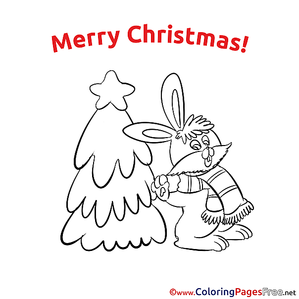 Hare Christmas Coloring Pages free