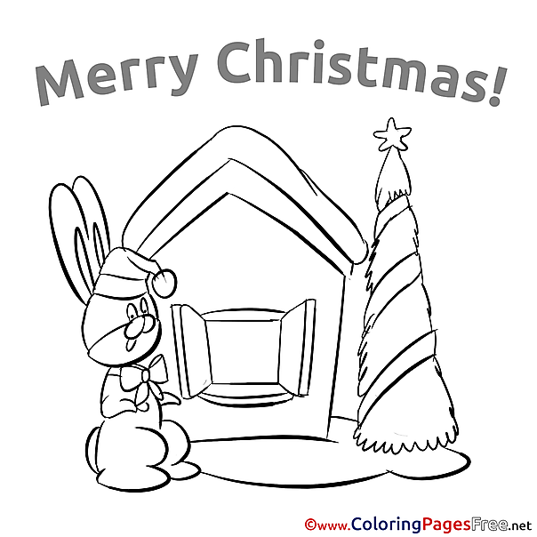 Hare Christmas free Coloring Pages