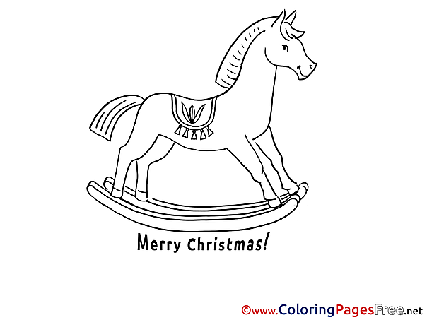 Horse Kids Christmas Coloring Page