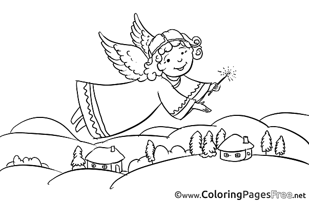 House Angel Coloring Pages Christmas