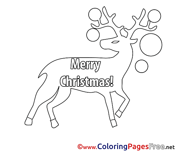 Image Deer Christmas free Coloring Pages