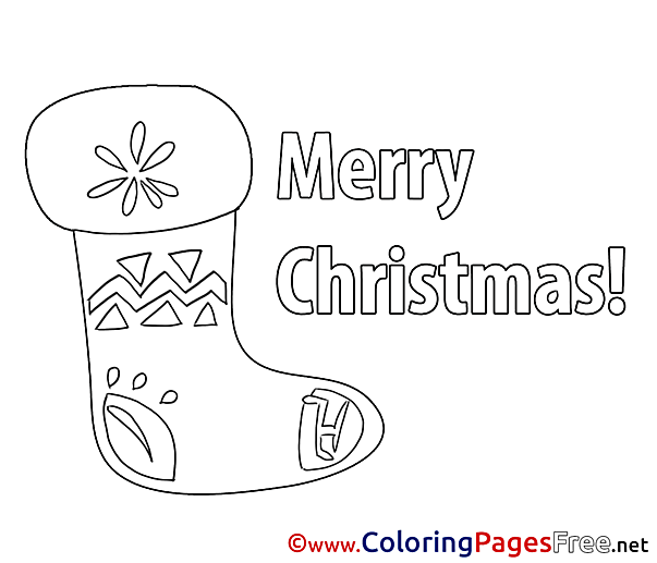Image Sock Colouring Page Christmas free