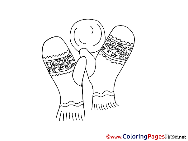 Mittens Christmas Coloring Pages free