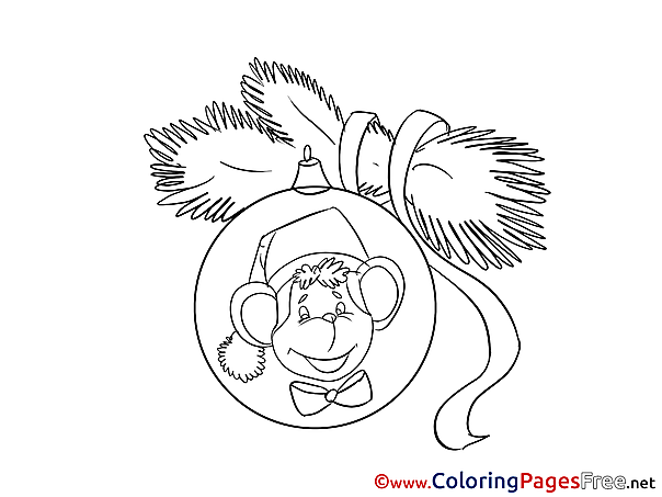 Monkey printable Coloring Pages Christmas