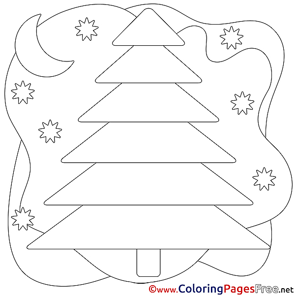 Moon Night for Kids Christmas Colouring Page