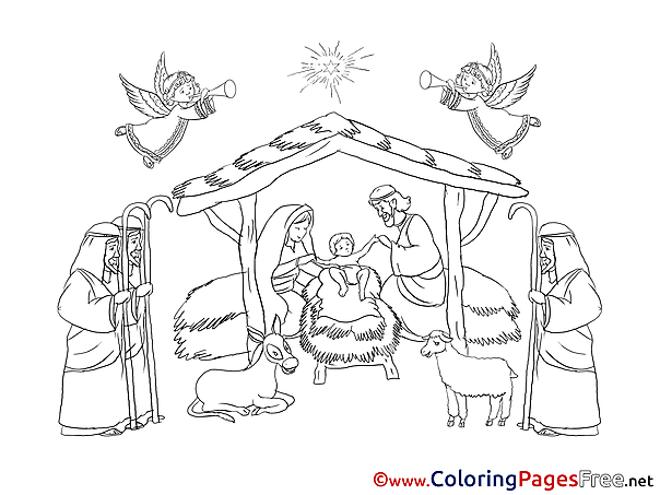 Nativity free Colouring Page Christmas