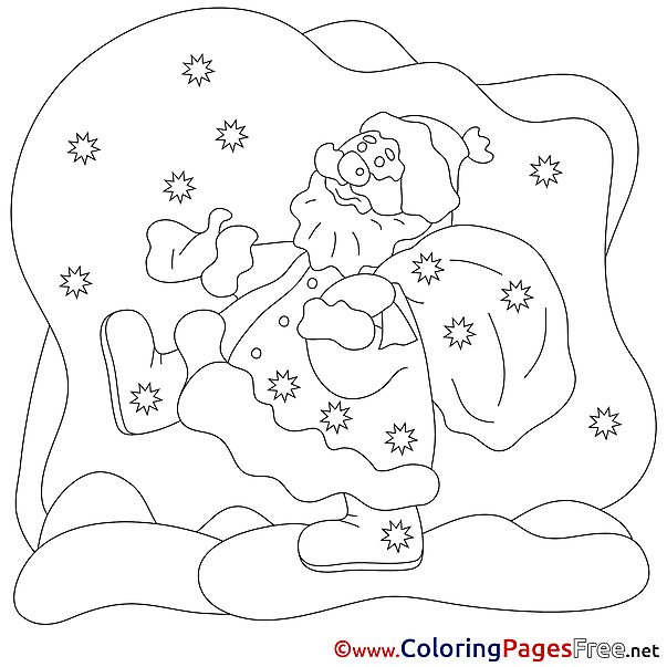 New Year Santa Claus Christmas Colouring Sheet free