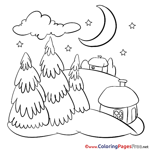 Night Kids Christmas Coloring Pages