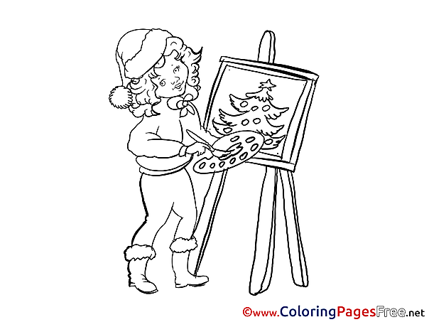Painter for Kids Christmas Colouring Page
