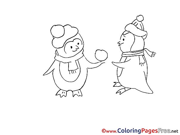Penguins printable Christmas Coloring Sheets