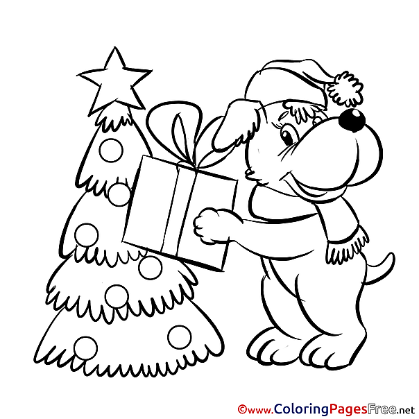 Puppy Colouring Sheet download Christmas