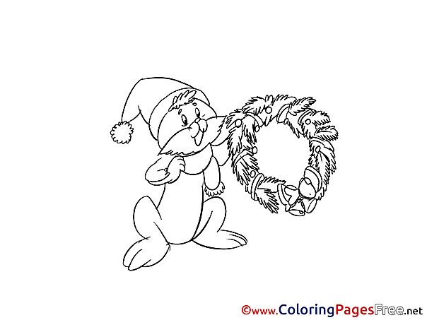 Rabbit free Christmas Coloring Sheets