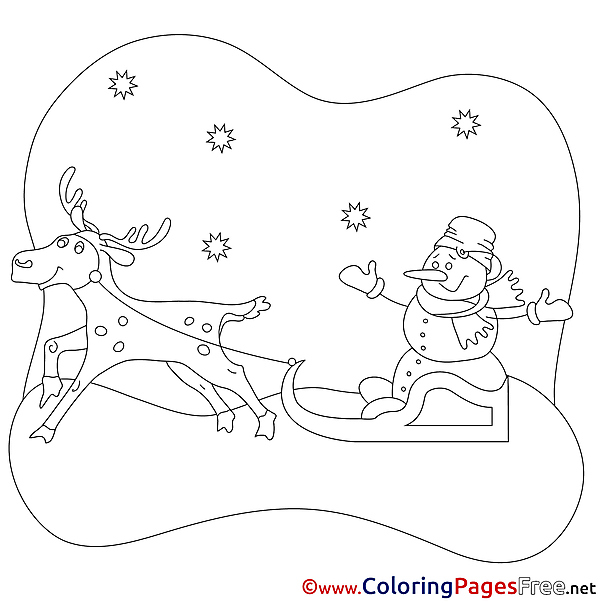 Sleds free Christmas Coloring Sheets