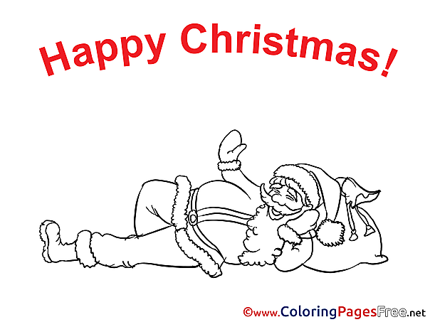 Smile Santa Claus Children Christmas Colouring Page