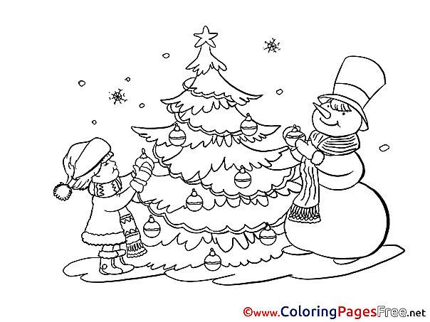 Snowman Christmas free Coloring Pages