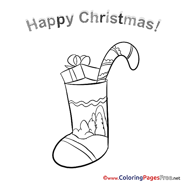 Sock free Colouring Page Christmas