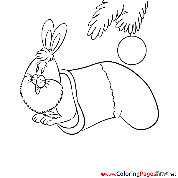 Sock Hare Coloring Sheets Christmas free