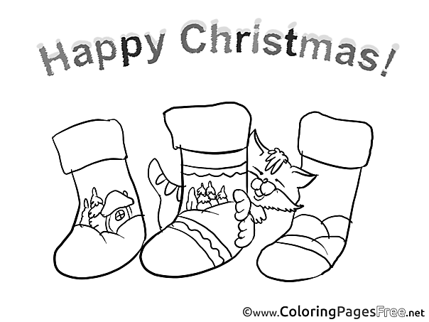 Socks Colouring Sheet download Christmas