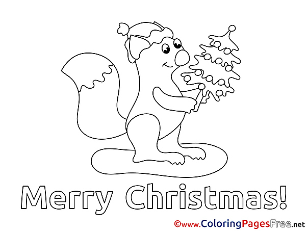 Squirrel Colouring Sheet download Christmas