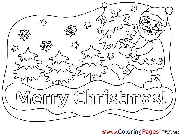 Stars Santa Claus download Christmas Coloring Pages