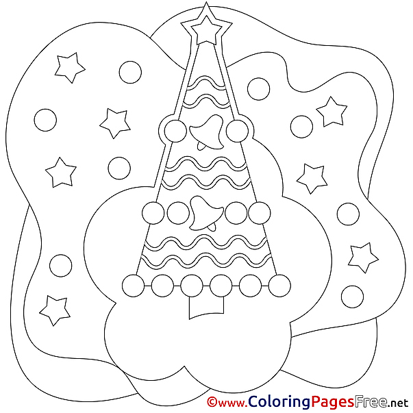 Stars Tree Children Christmas Colouring Page