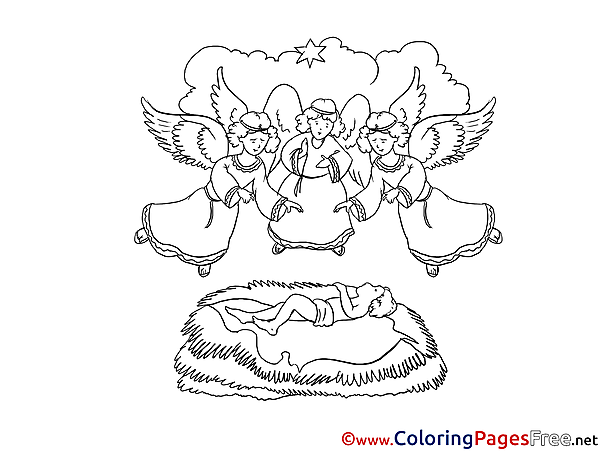 Wings Angels free Christmas Coloring Sheets