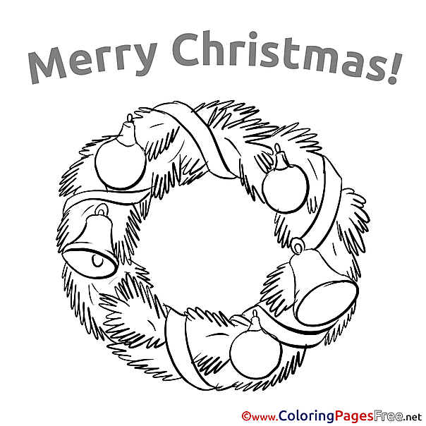 Wreath Children Christmas Colouring Page
